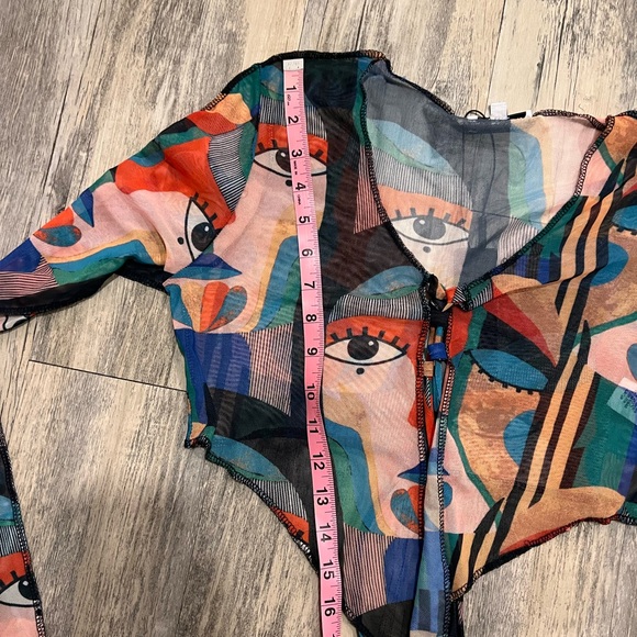Fashion Nova Sheer Abstract Mesh Crop Top — Size L NWT - Picture 5 of 5